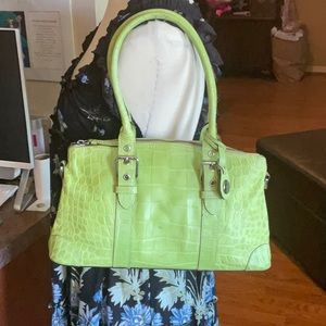 Dooney & Buorke Bright Green Croco Bag, Preowned